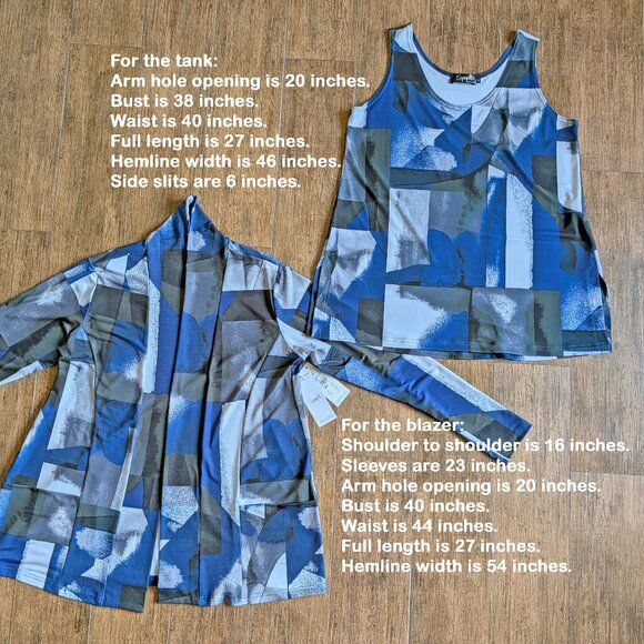 NWT 38" bust vintage SIMPLI tank top & blazer set, Boho Chic, Made in Canada - Picture 3 of 17